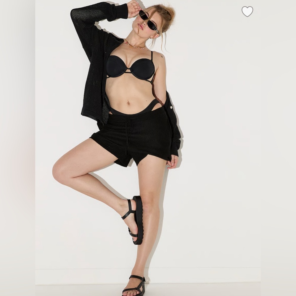 🆕 PINK VICTORIA'S SECRET CAMBRIDGE KNIT BEACH SHORTS BLACK MEDIUM 8-10 - Picture 4 of 12